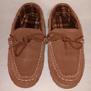 RJ'S FUZZIES MEN'S MOCCASIN SLIPPERS UPPER COW SUEDE